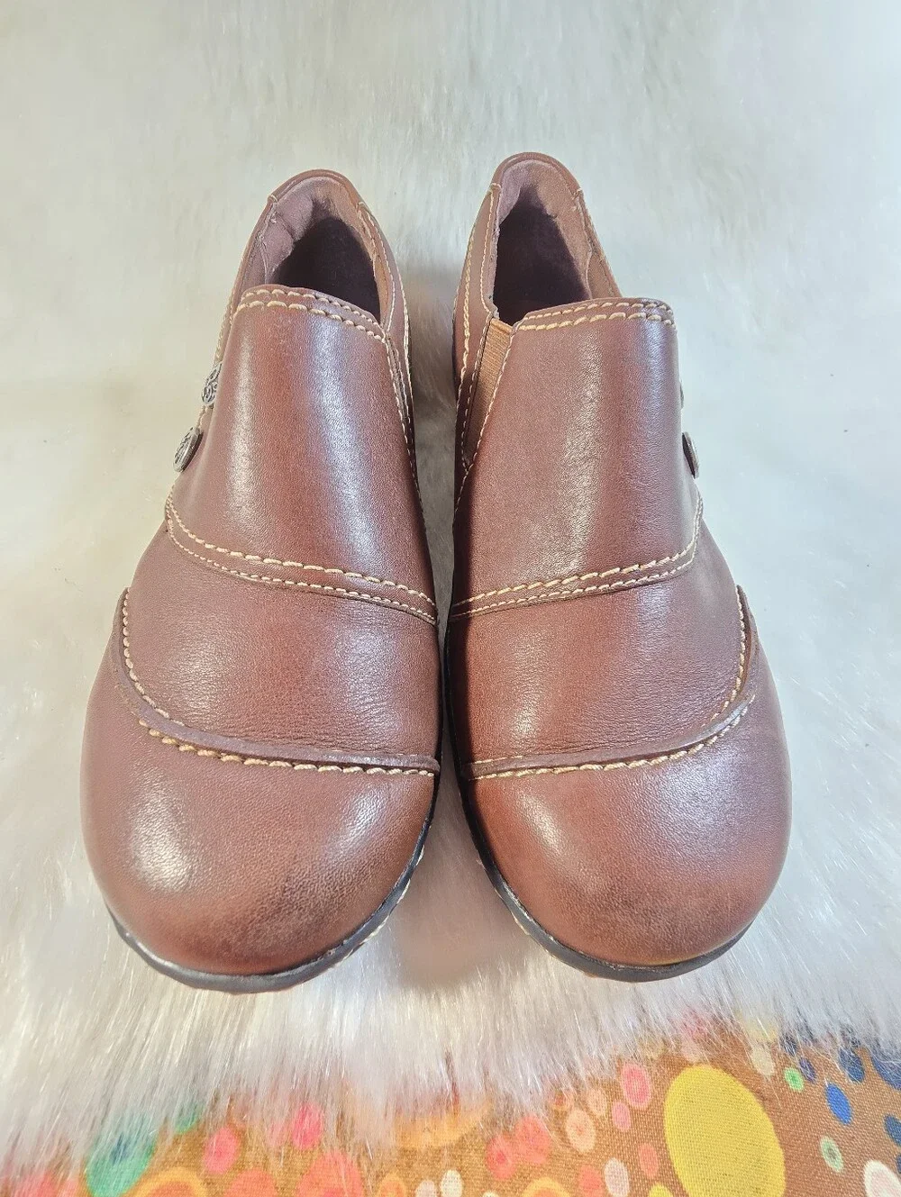 Clark's Ashland Alpine Brown Slip-on Leather Loafers - Women's